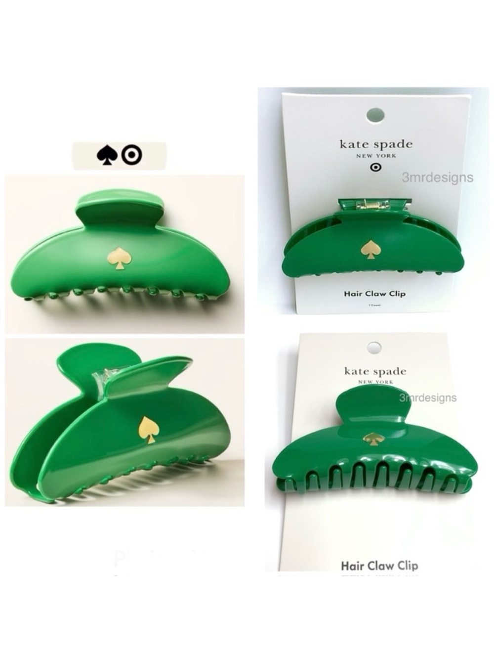 NWT Kate Spade New York ♠️x Target Green Plastic Gold-tone Spade Claw Hair Clip